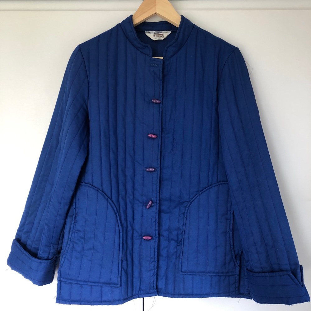 cobalt quilted jacket 70s